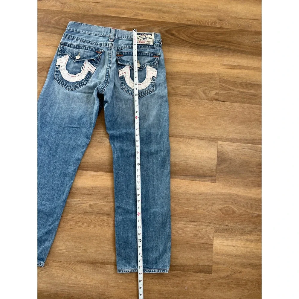 VTG y2k True Religion straight leg lightwash denim jeans horseshoe flap pocket‎